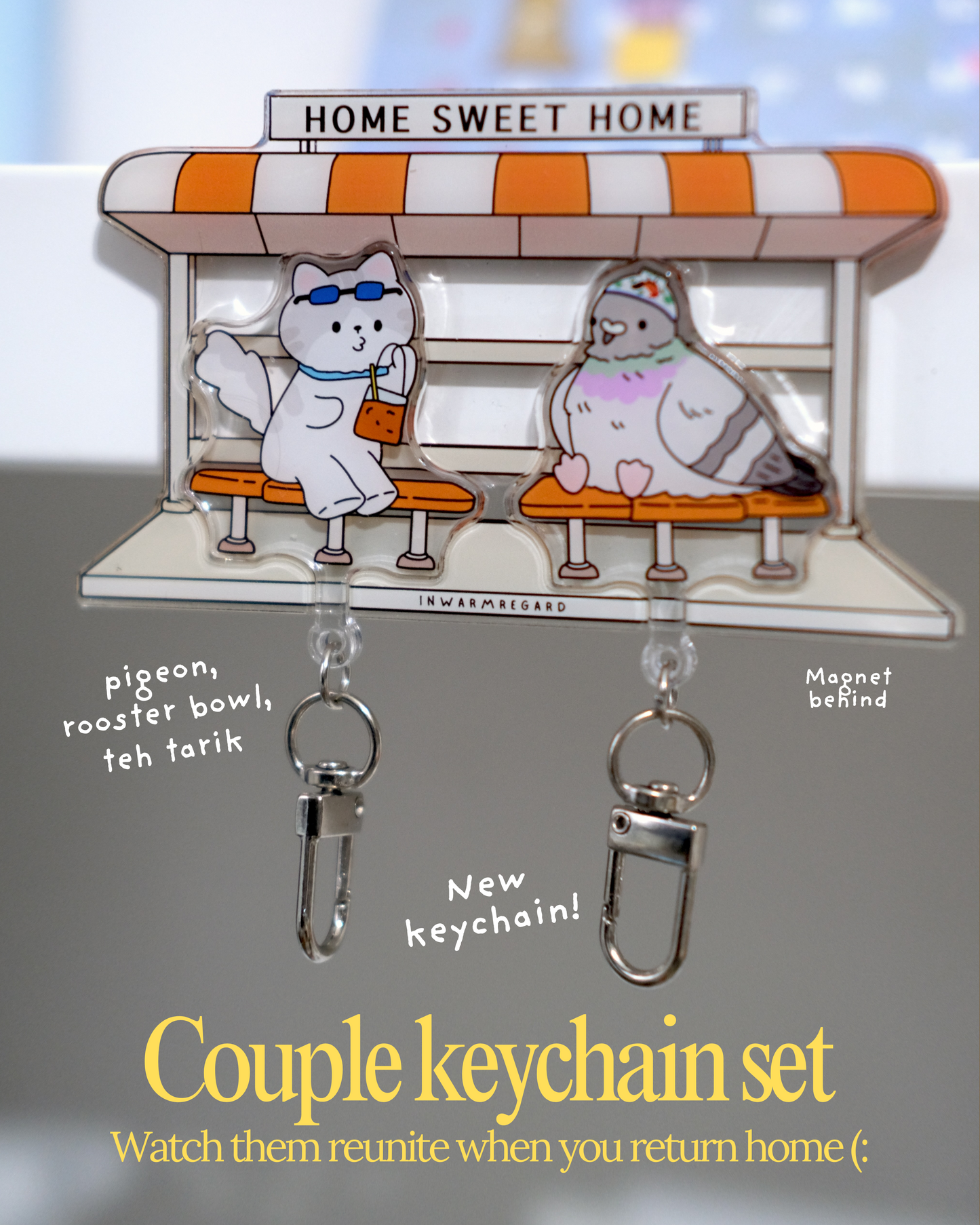 Magnetic Couple Key Chain Set