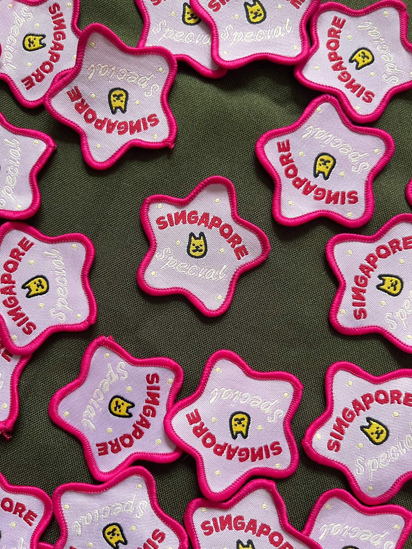Iron-on patches for pets and Singapore Specials
