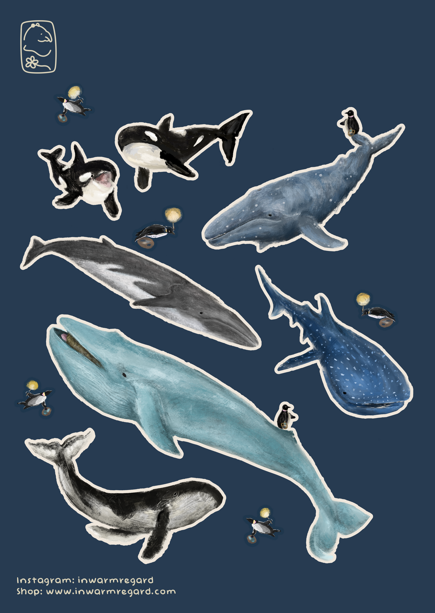 Take Heart Make Art Whale Sticker Sheet(A6)