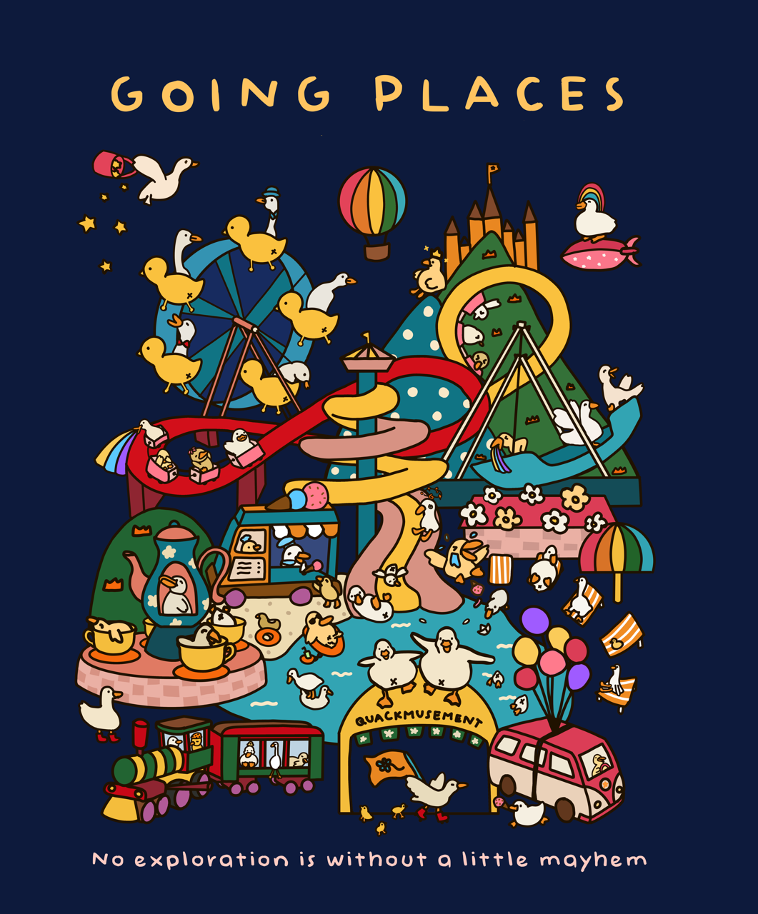 Going Places Duck Amusement Park Oversized T-Shirt