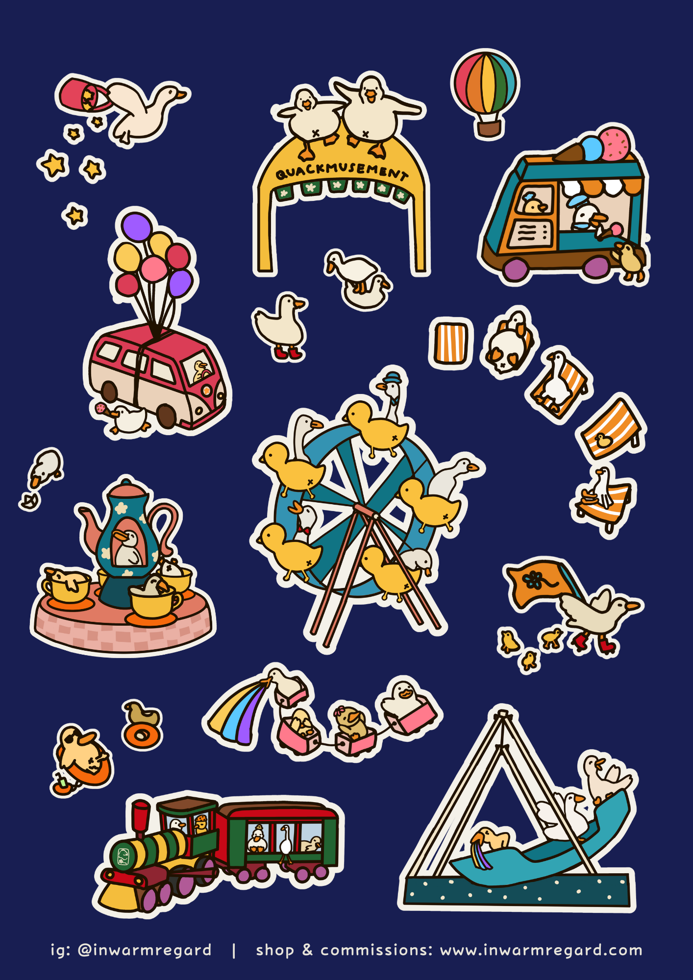 Going Places Duck Amusement Sticker Sheet (A6)