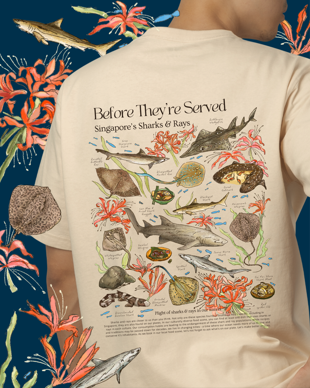 Before They're Served - Singapore's Sharks and Rays - Oversized T-Shirt