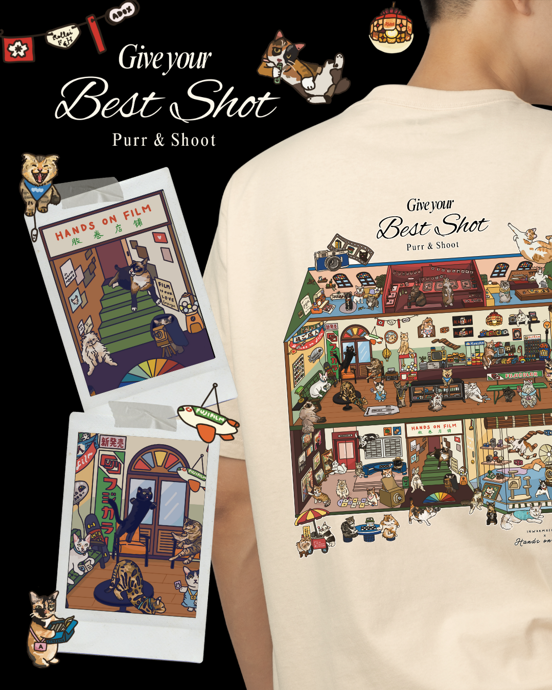 Give Your Best Shot - Cats Oversized T-Shirt