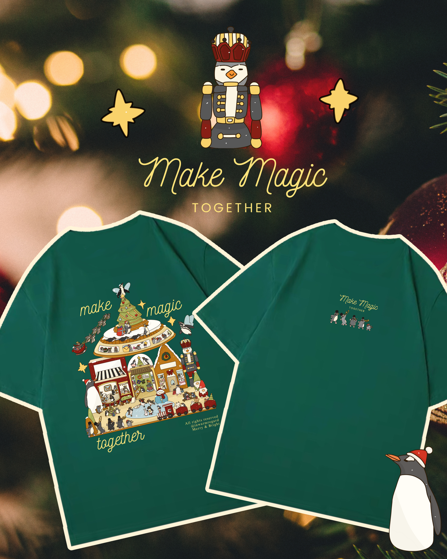 Penguin Wonderland - Make Magic Together! Oversized T-Shirt