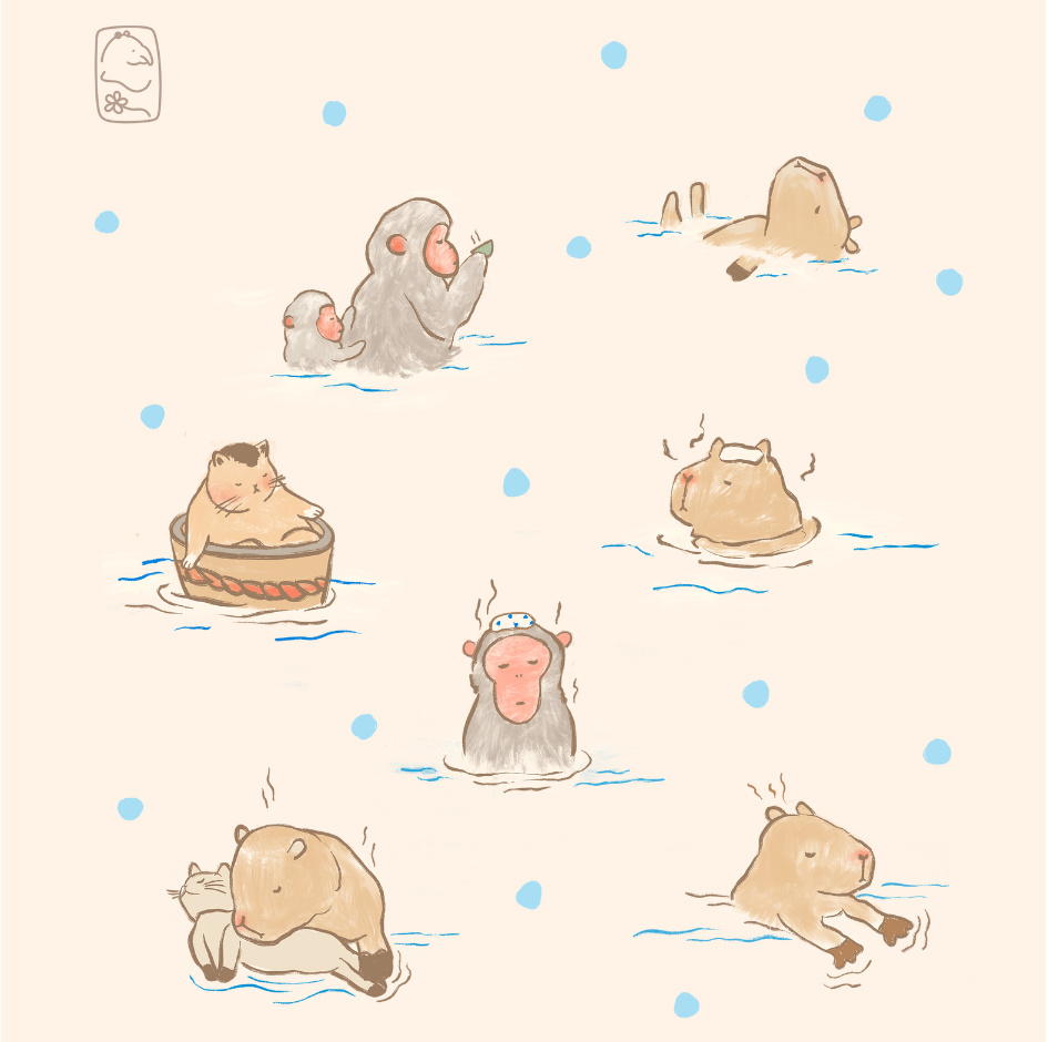 Onsen Animals Postcard (Set of 7)