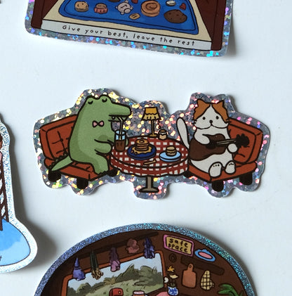 Café and Chill - Sparkly Sticker