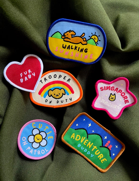 Iron-on patches for pets and Singapore Specials