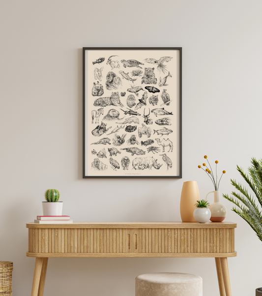 50 Critically Endangered Animals Art print