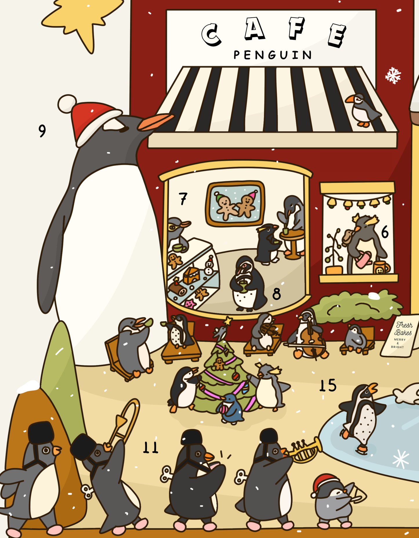 Make Magic Together - Christmas Penguins Art Print