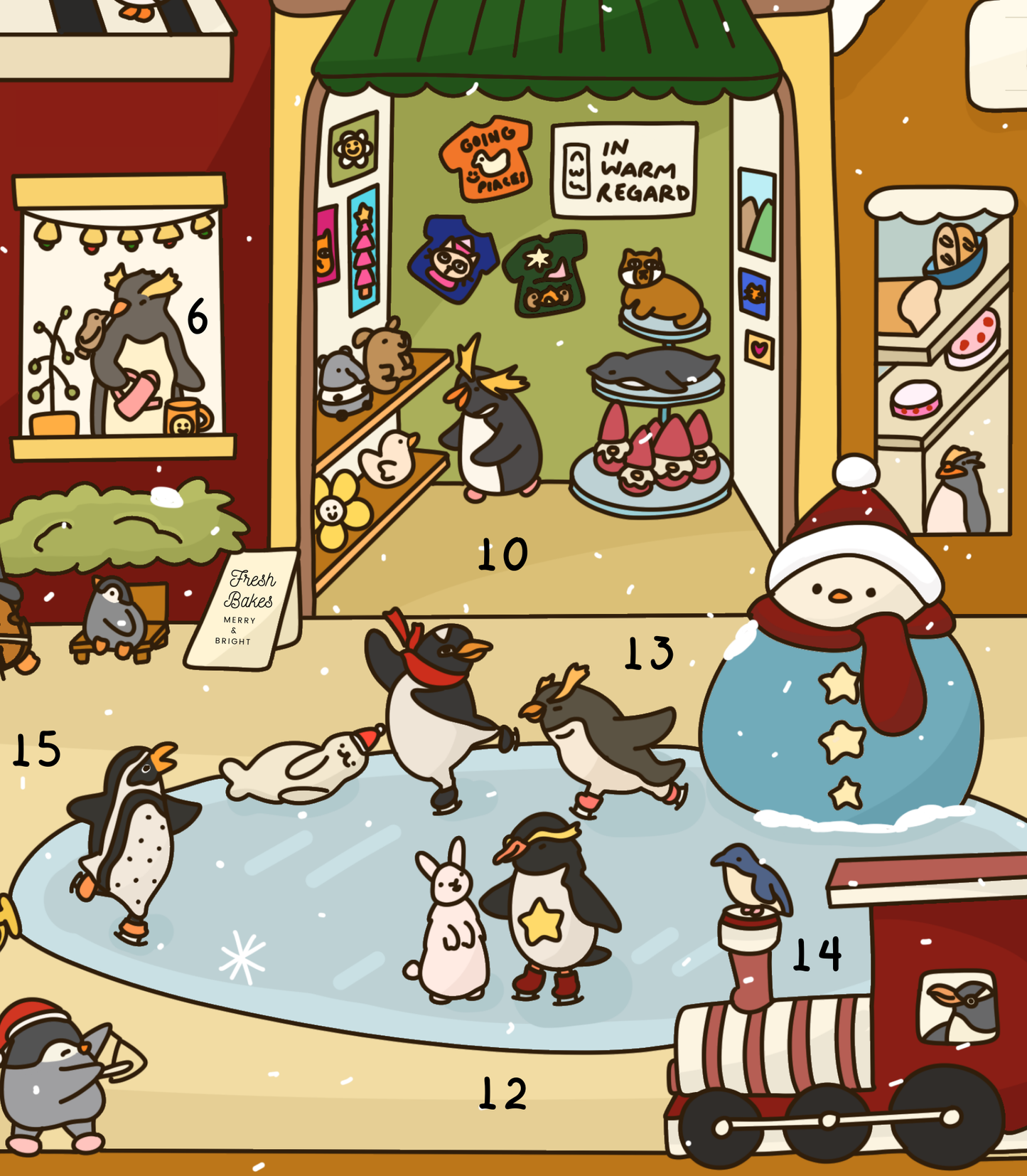 Make Magic Together - Christmas Penguins Art Print