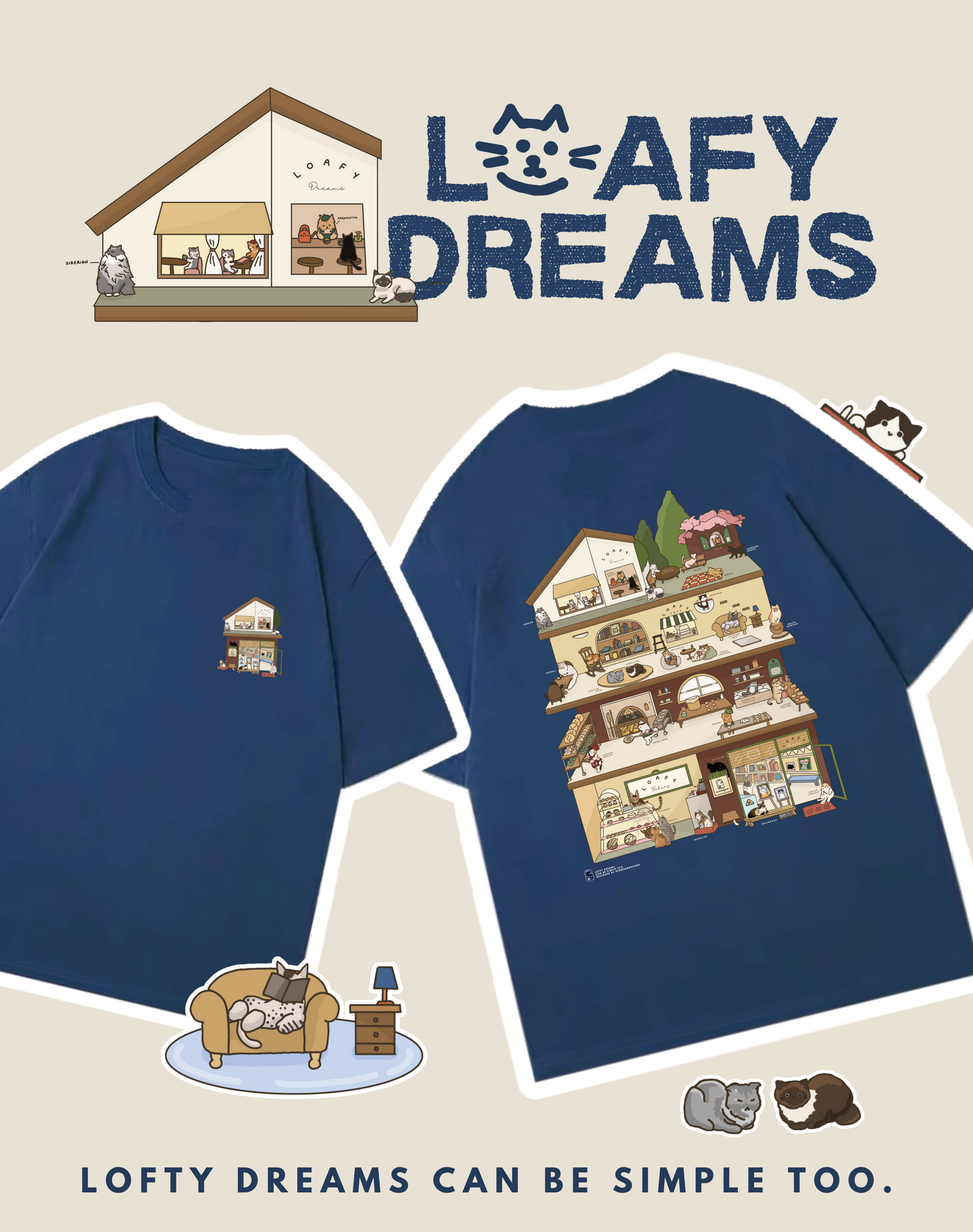 Loafy Dreams Cat T Shirt