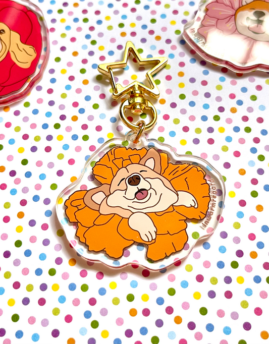 Corgiflower Keychain