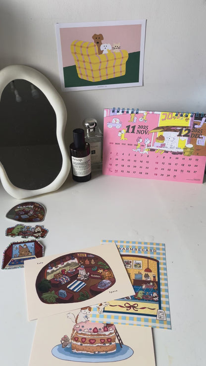 Tapir, dog & frog friends - A6 postcard