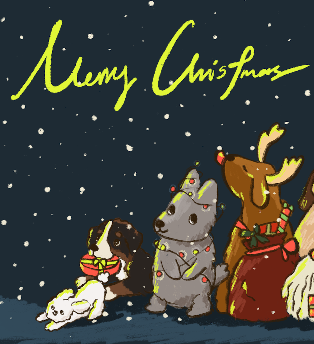 Long Christmas Woof! Art Print